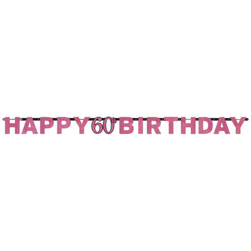 Picture of 60TH PINK CELEBRATION PAPER LETTER BANNER  - 2.13M